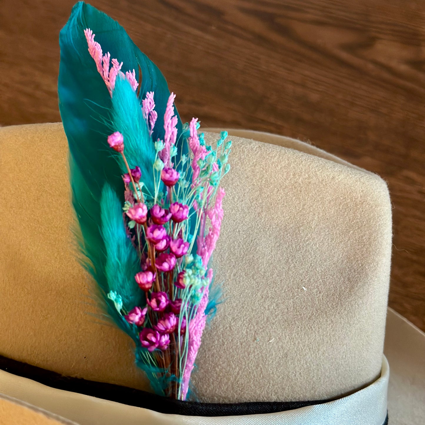 Floral & Feather hat pin