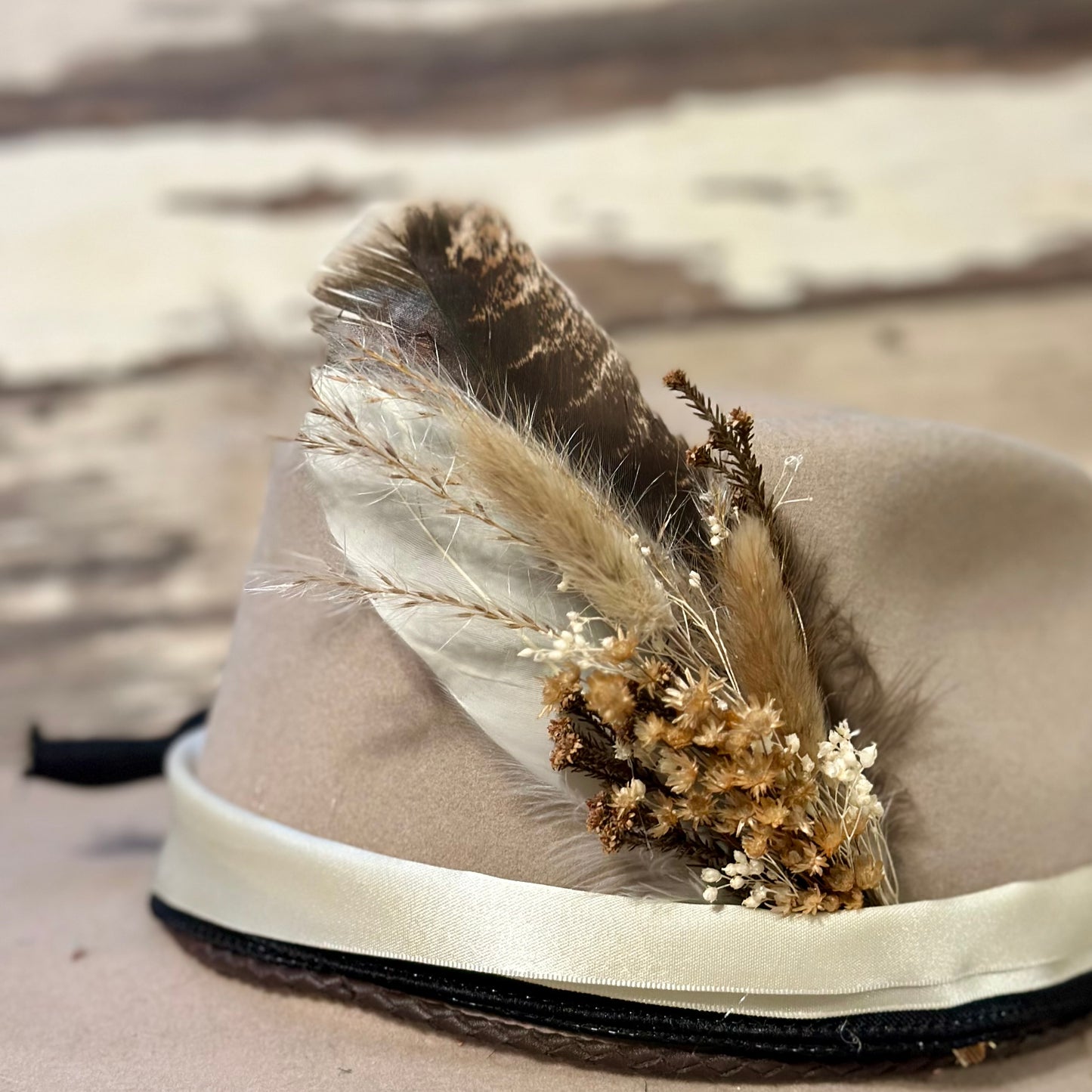 Floral & Feather Hat pin