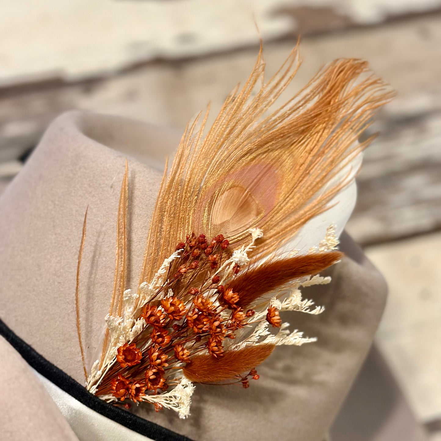 Floral & Feather hat pin