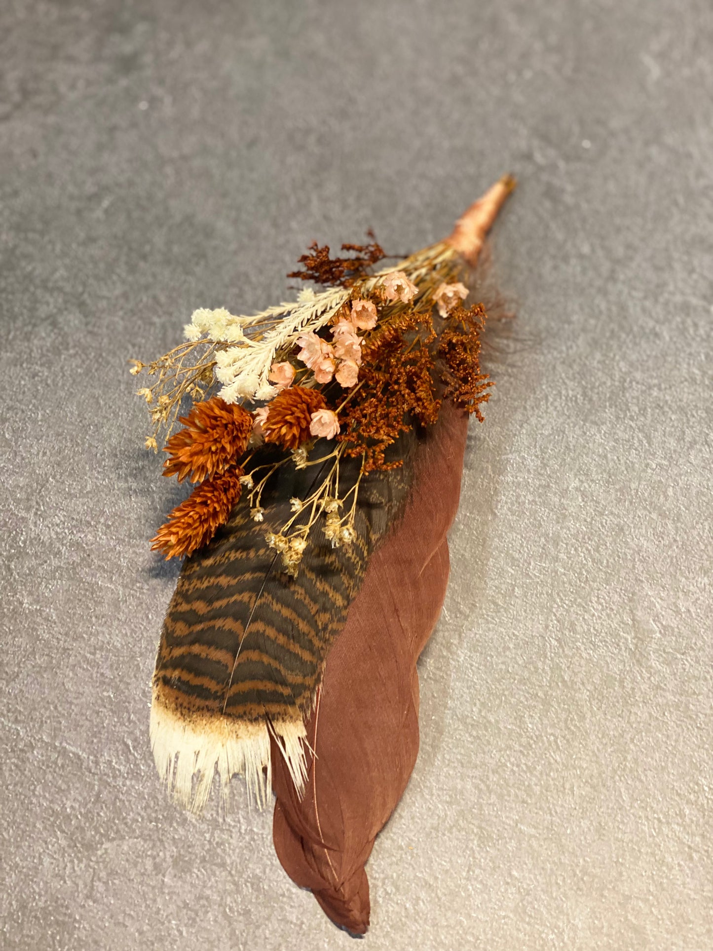 Floral & Feather hat pin