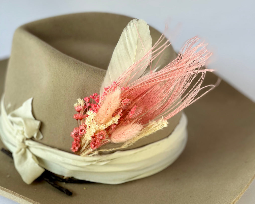 Floral & Feather Hat pin