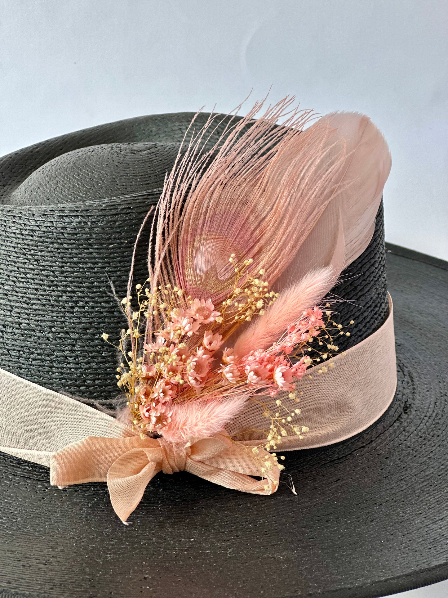 Floral & Feather hat pin