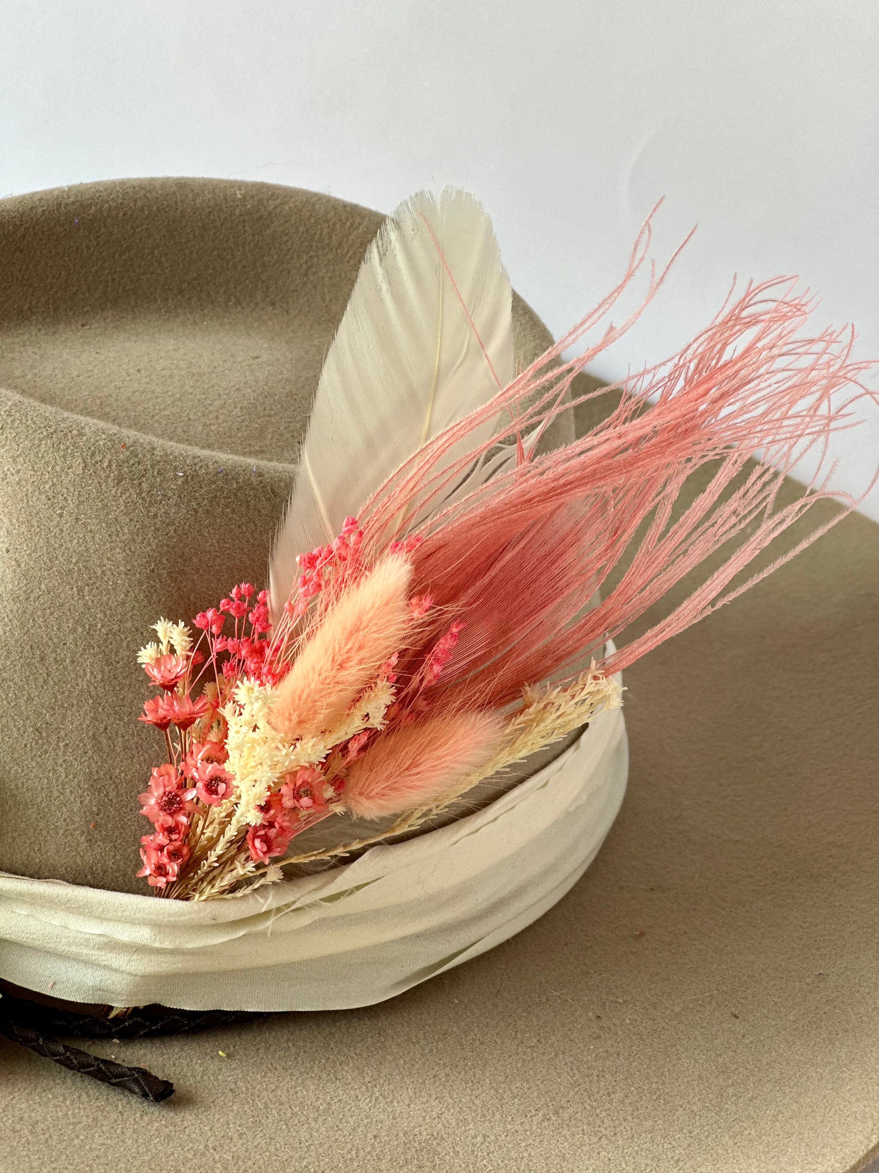 Floral & Feather Hat pin