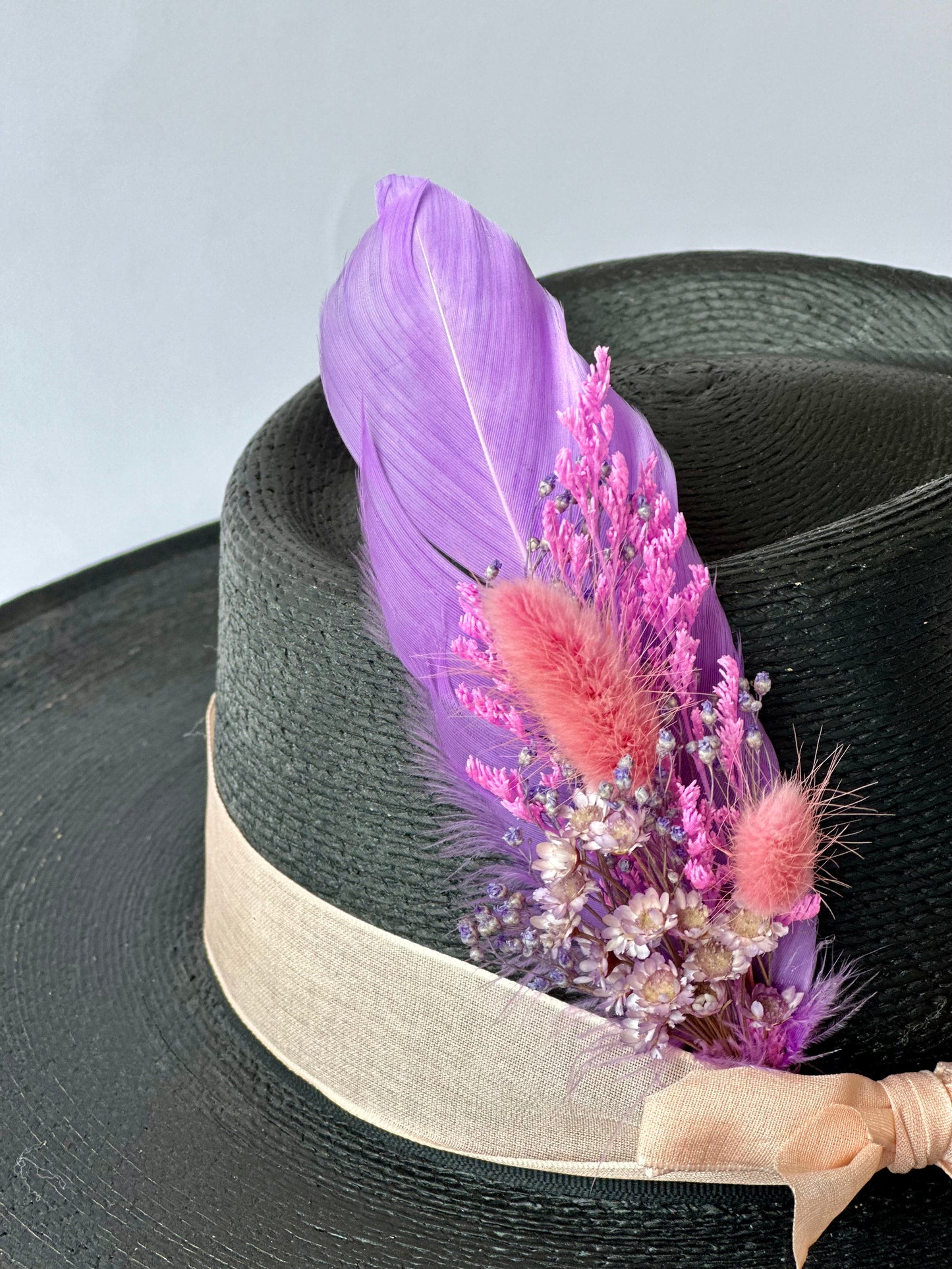 Floral & Feather hat pin