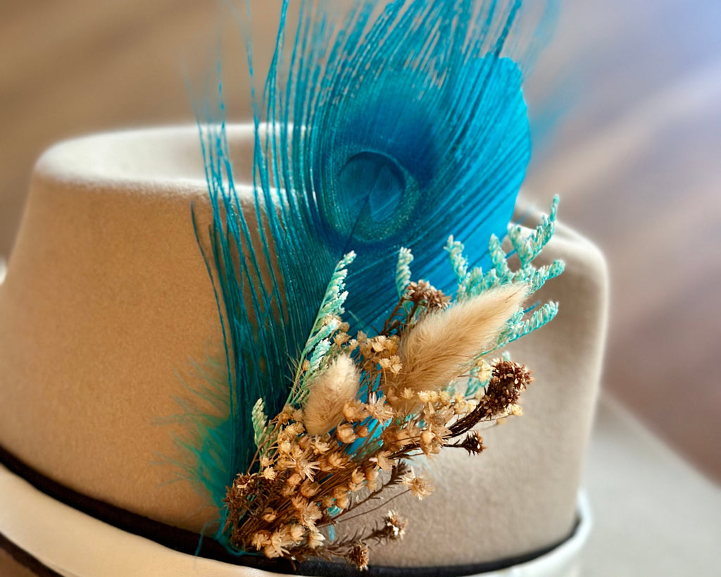 Floral & Feather hat pin