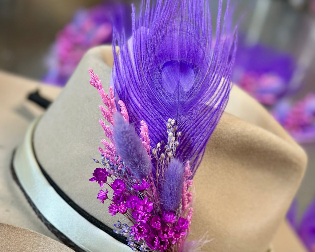 Floral & Feather hat pin