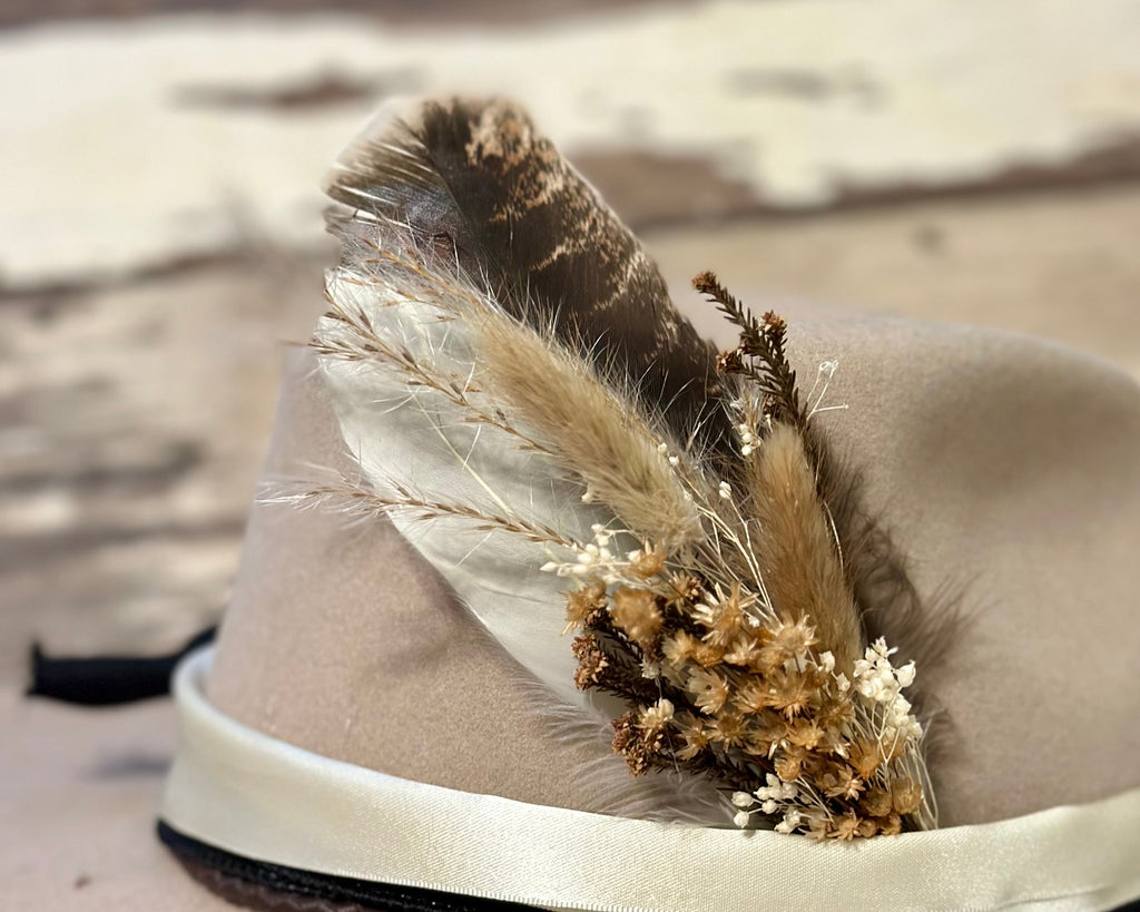 Floral & Feather Hat pin